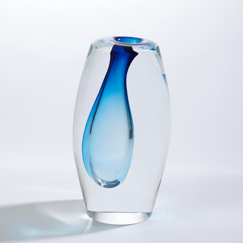 Offset Vase, Light Blue, 10.5" H x 4.5" W x 6" D
