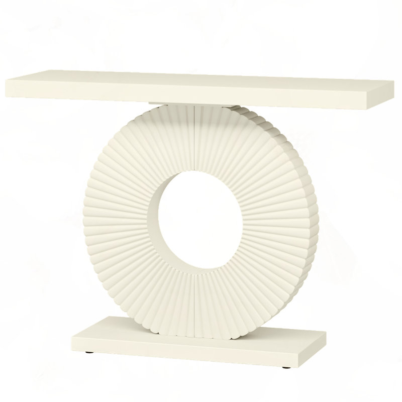 40" Modern White Console Table, White