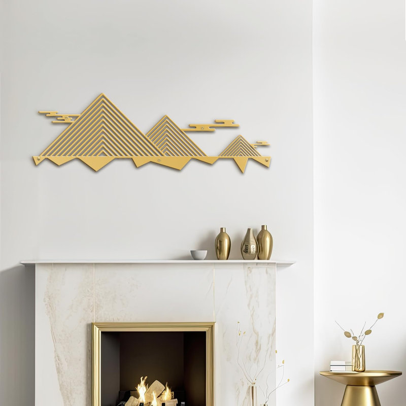 Décoration murale géométrique abstraite géométrique, H 8,16 po x l 24 po x P 0,05 po, Doré