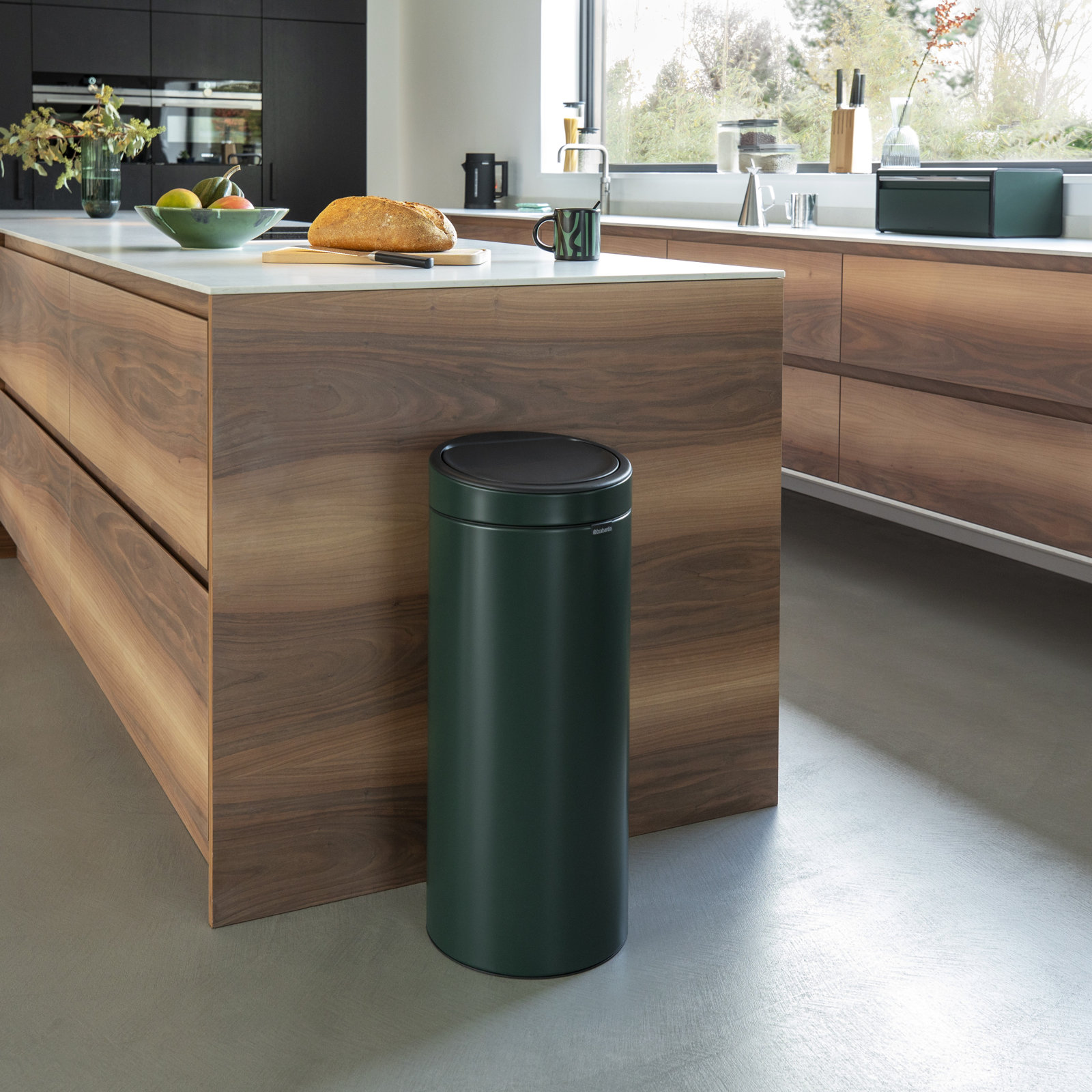 Brabantia 8gal Touch Top Trash Can, Pine Green