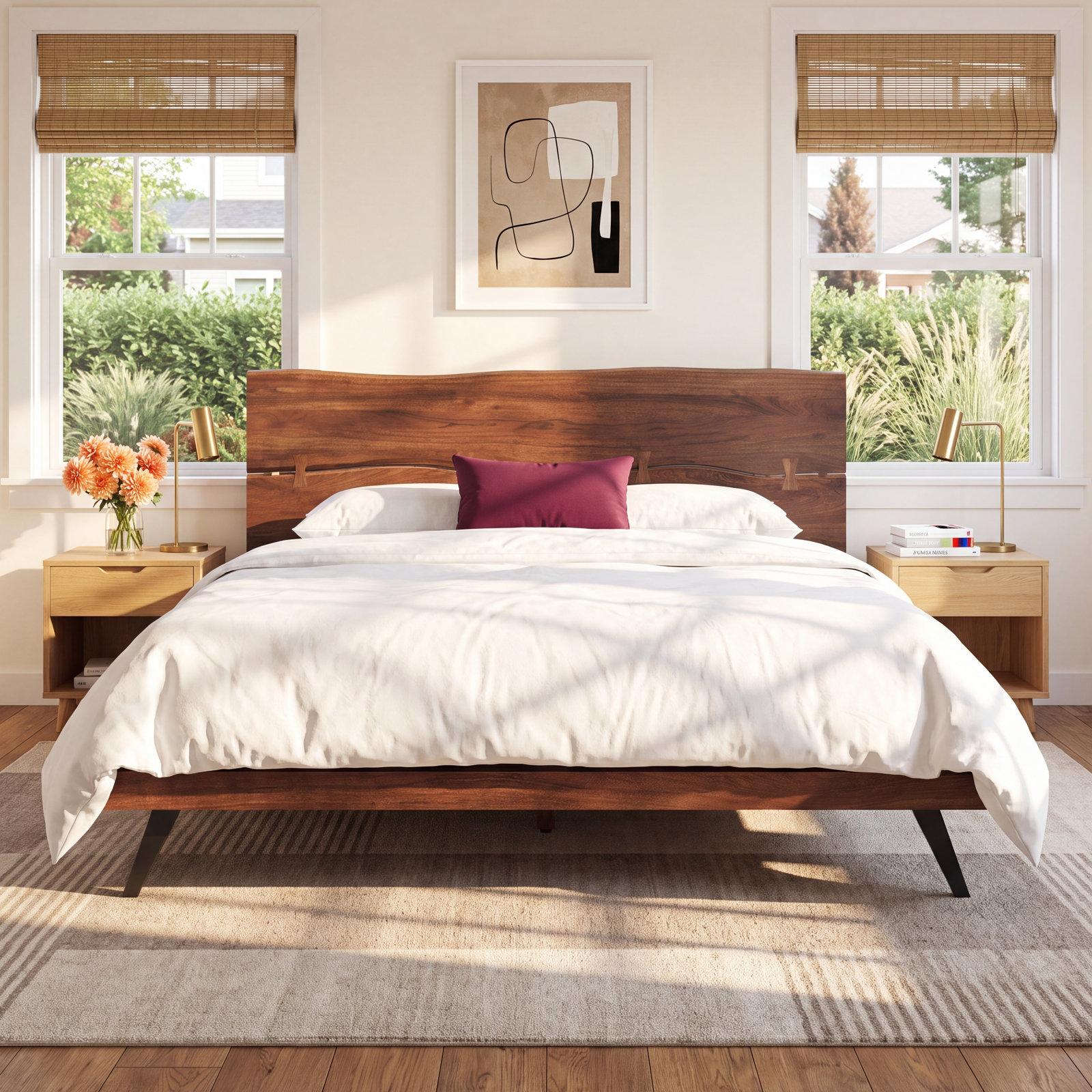 Broughton Solid Wood Bed, Queen, Brown