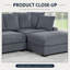 Ensemble de canapé modulaire contemporain en velours côtelé gris foncé avec repose-pieds 6 pièces