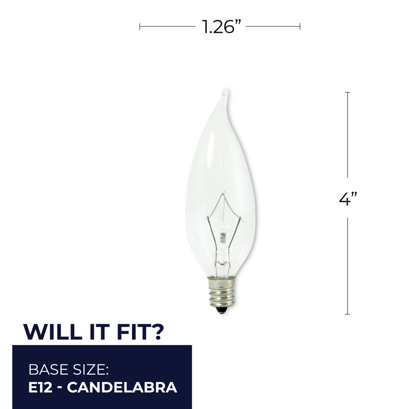 25 Watt CA10 Xenon/Krypton Dimmable Light Bulb (2700K) E12/Candelabra Base