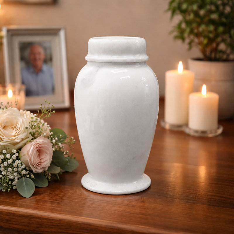 Urne de crémation en marbre décorative, pour enfants et petits animaux de compagnie, Blanc