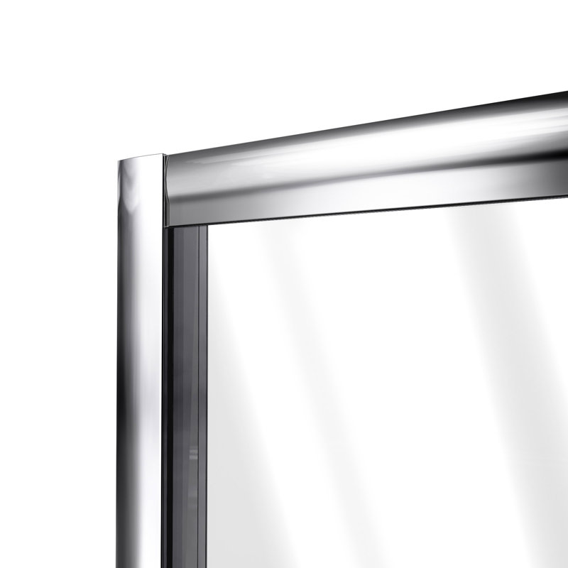 Flex Dreamline 60" x 74.75" Rectangle Pivot Shower Enclosure with Base Included, Center, Chrome/Biscuit