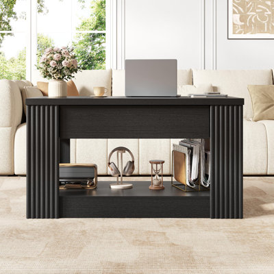 Fluted Coffee Table with Storage Drawer