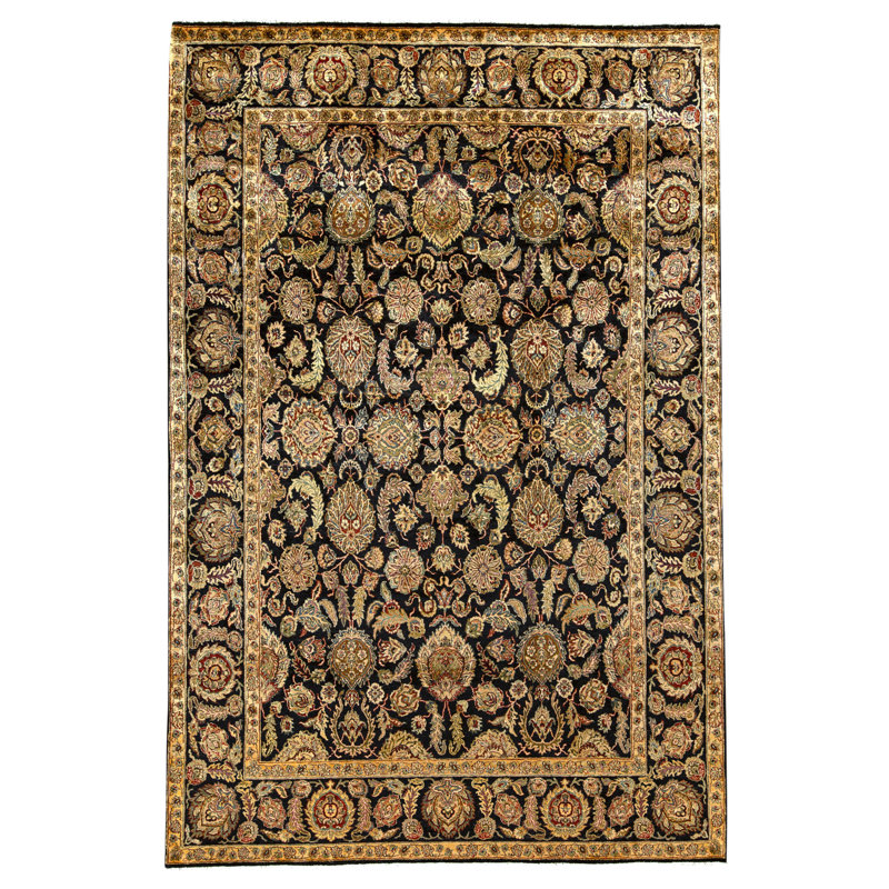 High-Quality Hand-Knotted Black Area Rug