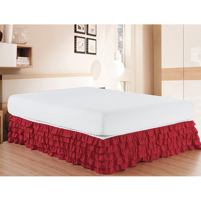 Jupe de lit à plis multiples en microfibre de qualité hôtelière Elegant Comfort Luxurious 1500, Bourgogne, Double
