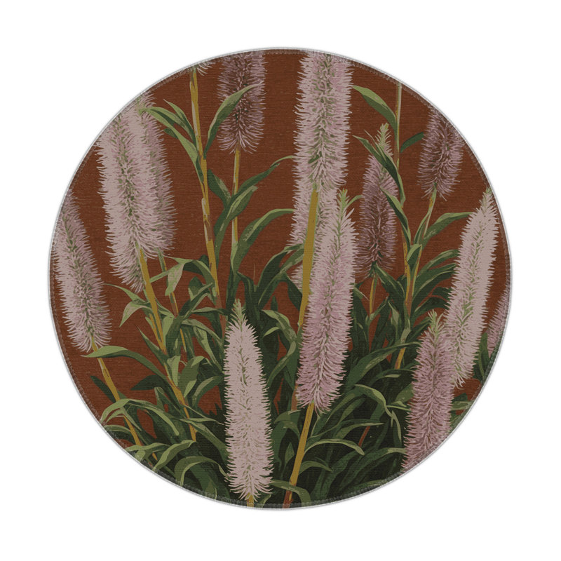 Tapis d'intérieur et d'extérieur brun Botanical, Rond 5 pi