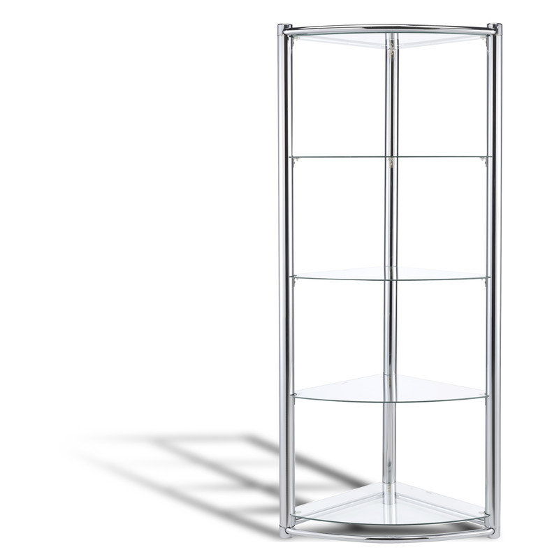 Tablette triangulaire en verre trempé / cadre chromé