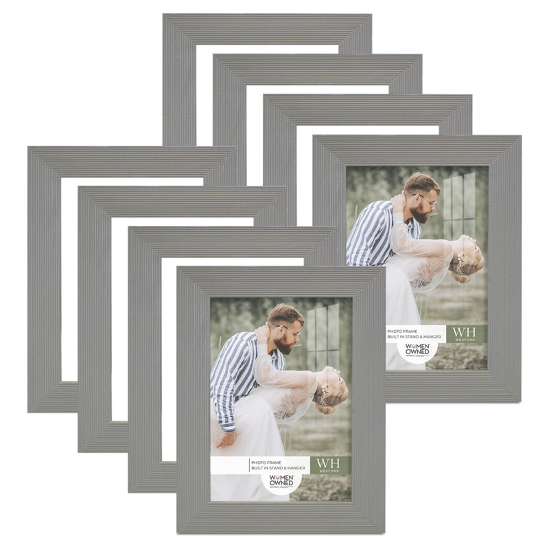 Ensemble de 8 cadres muraux en bois 8 pièces, 3 po x 5 po, Gris