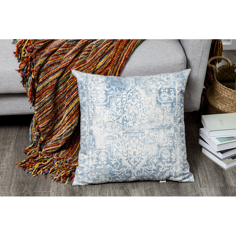 Housse et insert de coussin carré Carved Design, Bleu moyen