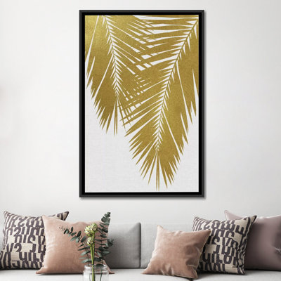 « palm leaf ii », reproduction d’impression sur toile dorée