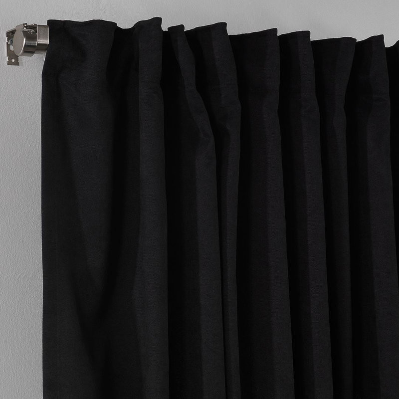 Blackout Thermal with Liner Extra Long & Extra Wide Decorative Curtain Single Panel, 140cm Width x 245cm Drop, Black
