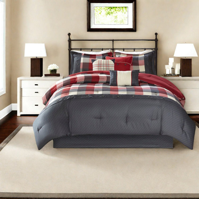 Comfortable 7 Piece Bedding Set, Polyester Farmhouse Style For Home