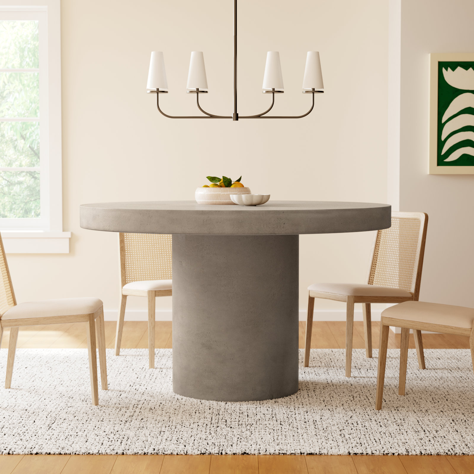 Kareen Concrete Pedestal Dining Table, Dark Gray, 60" Round  , Counter Table (36.25" Height)