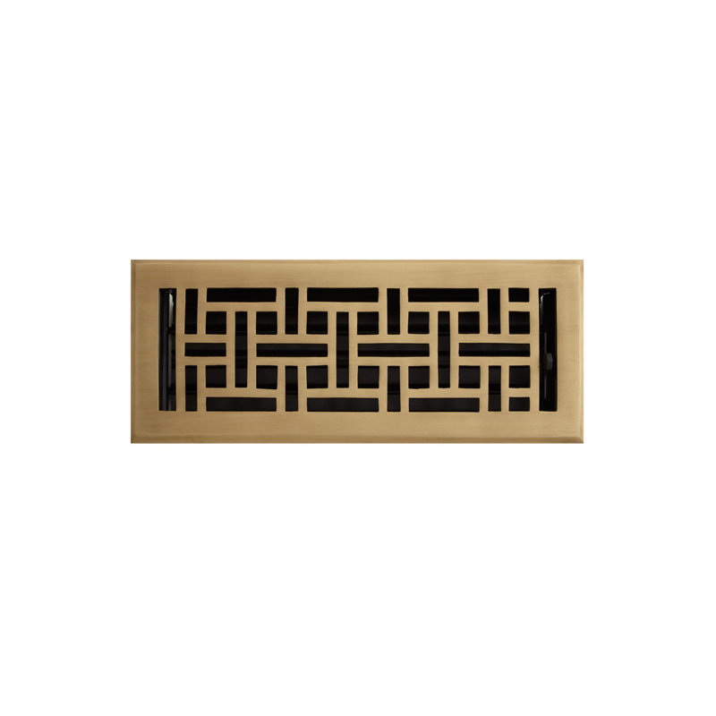 Registre de plancher en osier, 12" L x 4" W x 3" H, Laiton antique