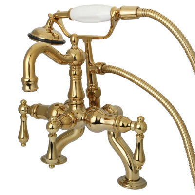 Robinet de baignoire sur pattes à 3 poignées et 2 poignées à fixation sur le comptoir avec douche à main Kingston