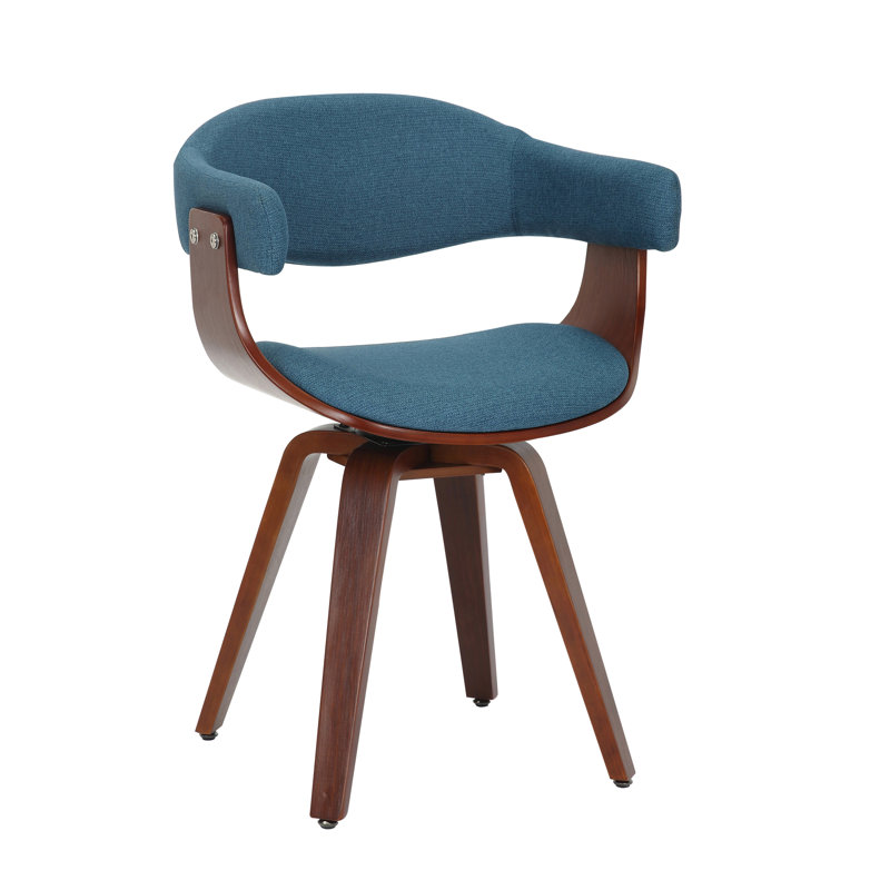 Boase Fabric Swivel Mid-Century Dining Chair, Blue
