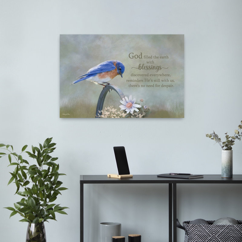 «Blessings Contemporary Bird Flower Art», H 16 po x l 24 po