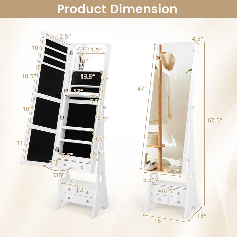 Armoire à bijoux avec miroir