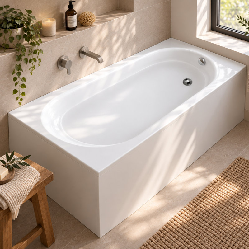 Davos 1550mm x 900mm Soaking Acrylic Bathtub, Left