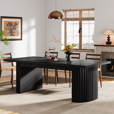 78.74" Extra Long Farmhouse Dining Table, Wooden Rectangular Dining Table With Dual Base