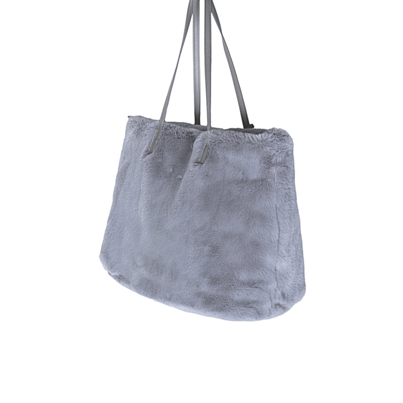 Latitude Run® Fashion Classic Faux Fur Handbag, Gray