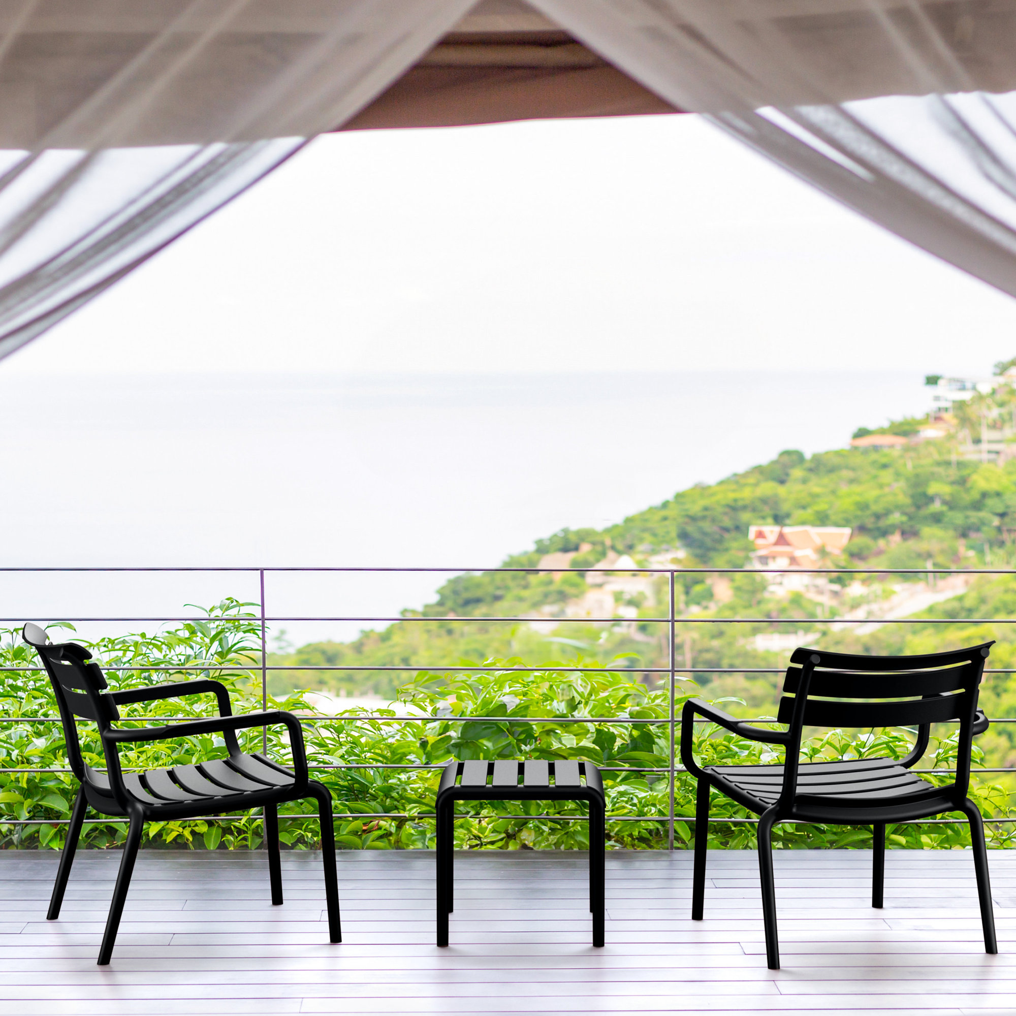 Paris Outdoor Club Chair, Black