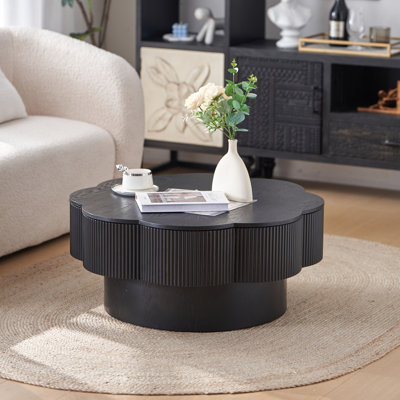 Table basse 31,50 "en forme de fleur moderne avec rangement pour salon, appartement, facile à assembler
