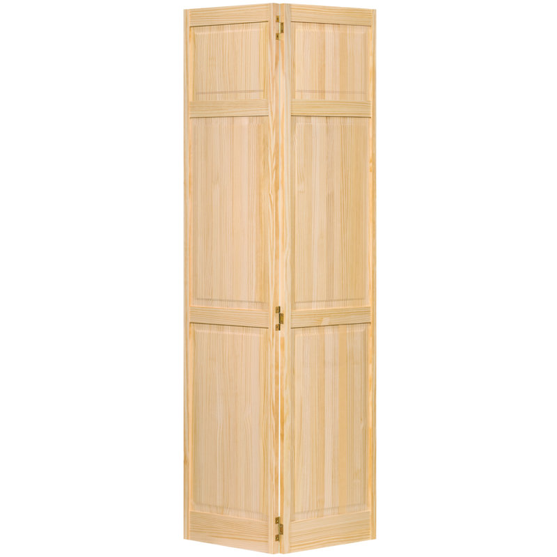 Porte pliante à deux volets en bois lambrissé non fini, 24 po x 80 po