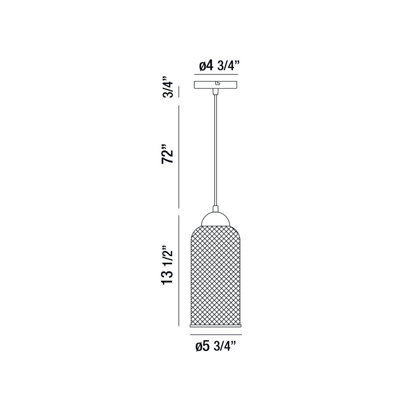 Luminaire suspendu cylindrique à 1 lumière DEL Kenmore, Doré