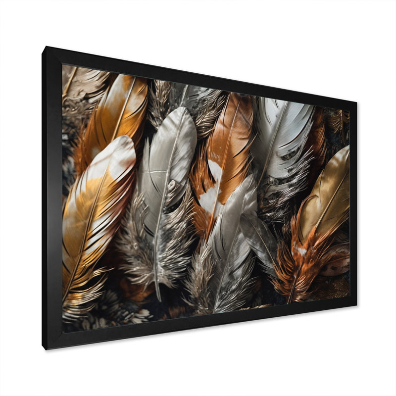 «Keaisa Gold Feather Extravaganza III», reproduction sur toile, Cadre photo noir, H 12 po x l 20 po x P 1 po
