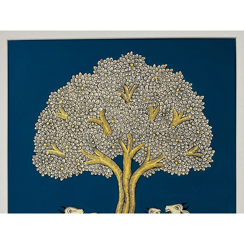 Vaches près de Kalpvriksh | Phad, peinture de Kalyan Joshi