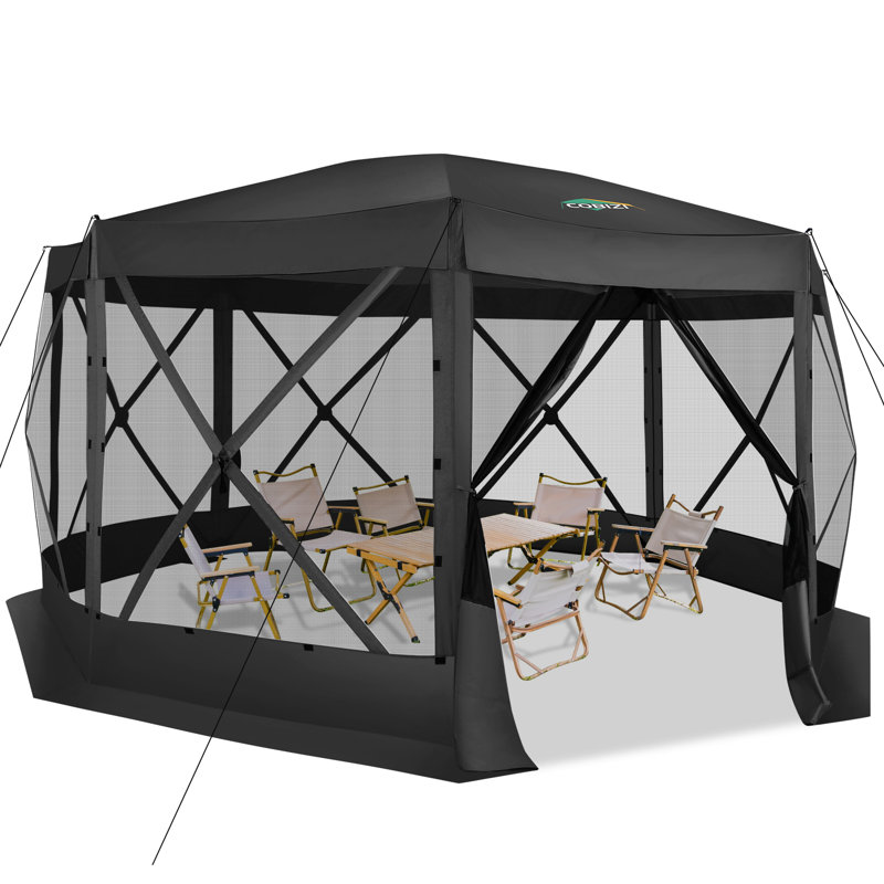15x15ft Extra Large Pop-Up Gazebo Canopy Tent with Mosquito Netting, Black