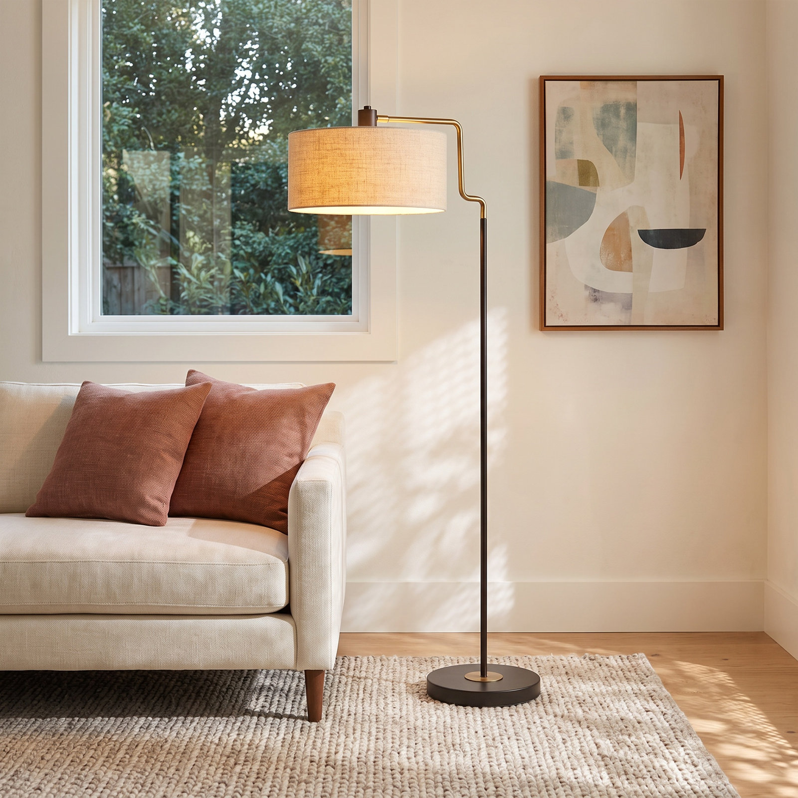 Wenham 57'' Swing Arm Floor Lamp, Black