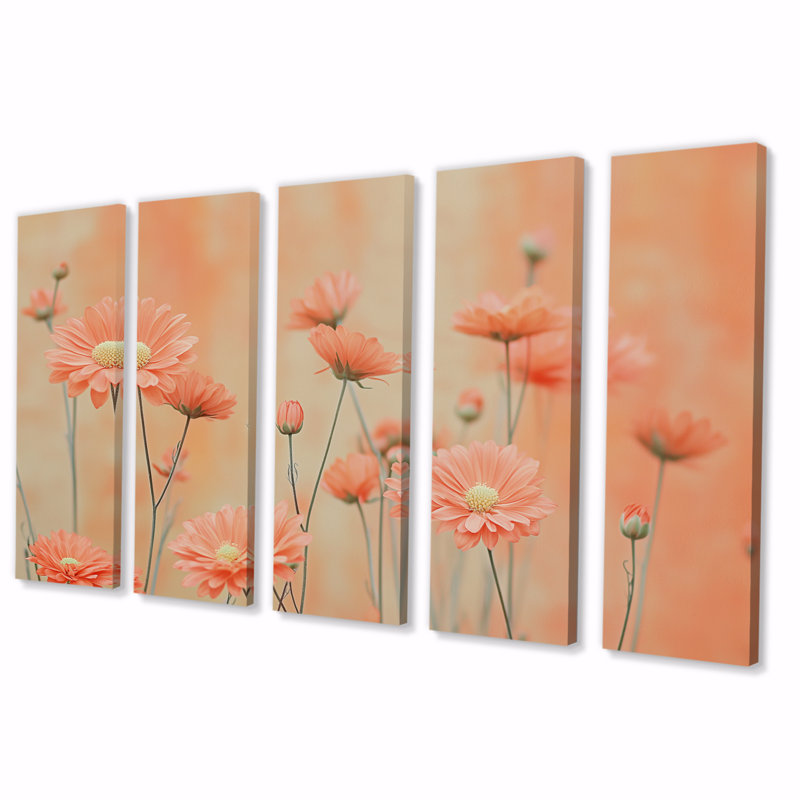 «Brassiewood - Daisies Wall Art», ensemble d'art mural traditionnel, H 32 po x l 80 po, 5