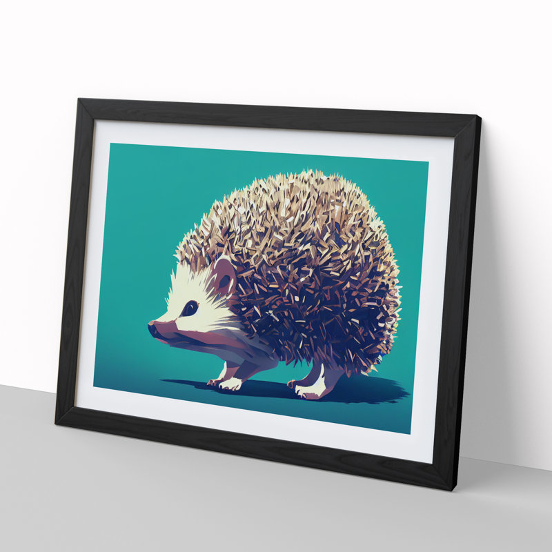 Favourable Hedgehog - Single Picture Frame Print, Black, 25cm H x 34cm W x 2cm D