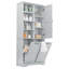 Armoire de rangement autoportante avec panier à linge inclinable, tiroirs et tablette réglable, gris | Idée de cadeau