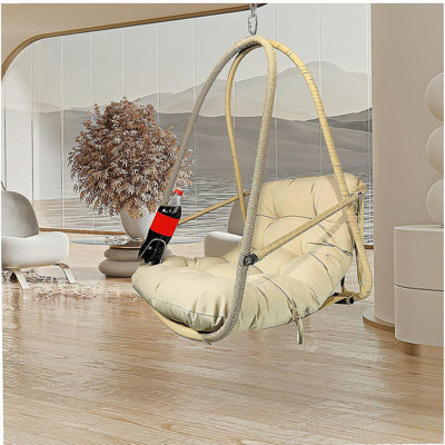 Fauteuil à œufs pivotant sans support pour l'intérieur et l'extérieur en rotin avec panier et support en C