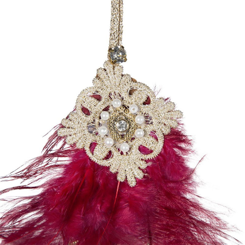 Ornements suspendus en plumes 9 "H - ensemble de 6, Rouge
