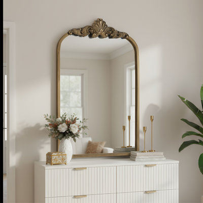 Vintage Baroque Metal Frame Arch Wall Decorative Mirror For Living Room&Bedroom