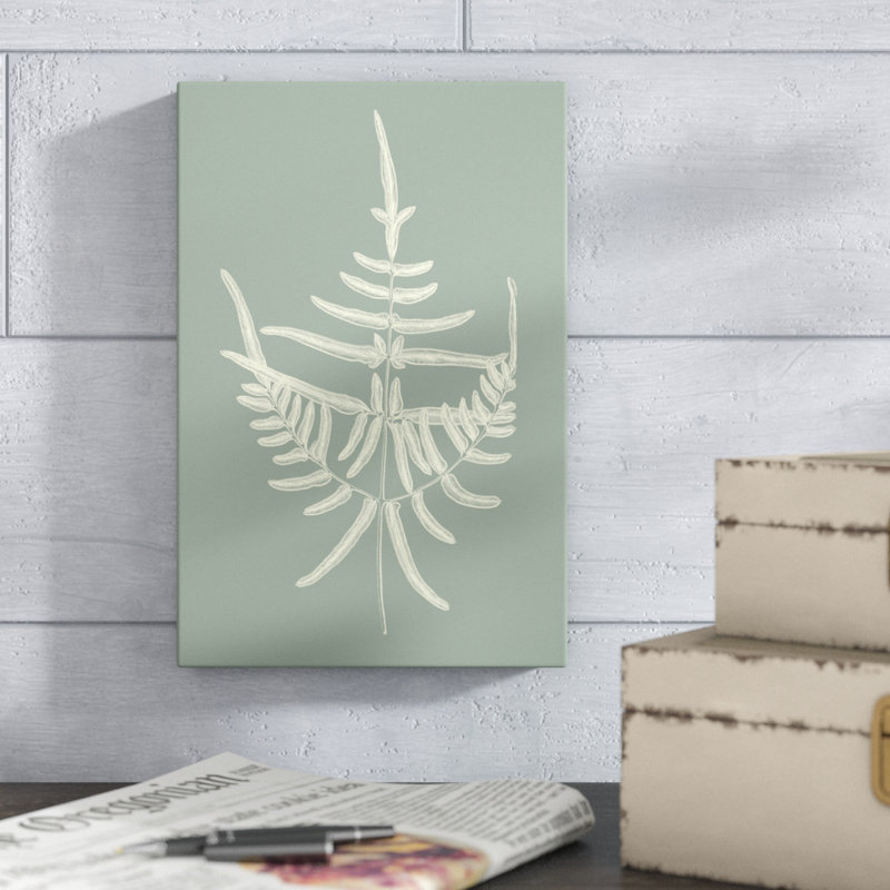 «Ferns on Sage I», peinture sur toile, H 12 po x l 8 po