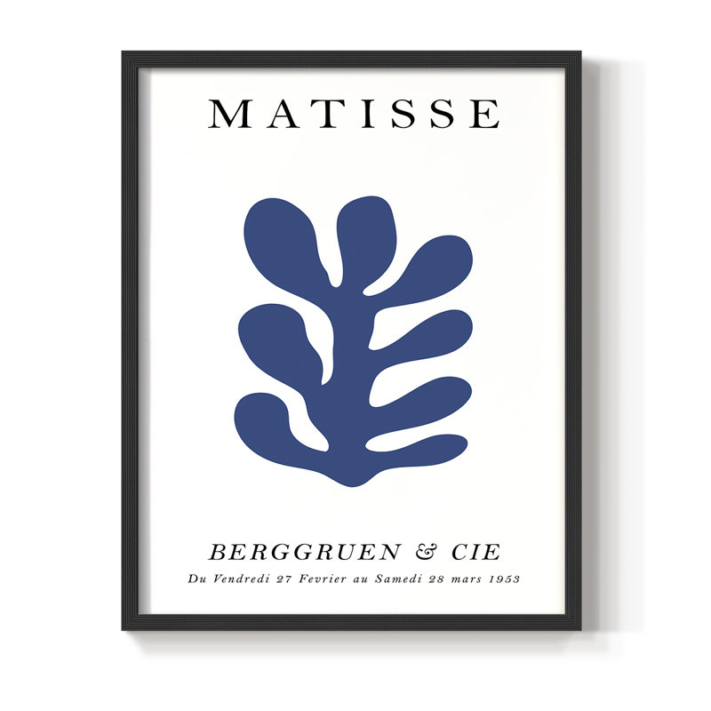 Matisse CCXCV III, reproduction d'art encadrée - bois massif, H 14 po x l 11 po, Noir