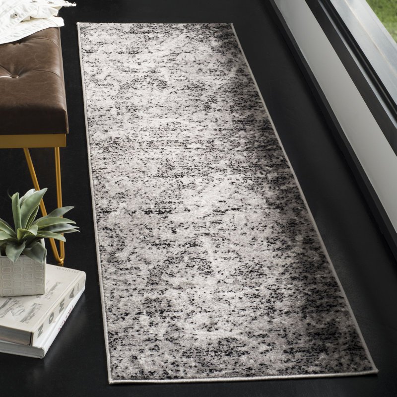 Tapis gris anthracite / ivoire Skyler, Tapis de couloir 2 pi x 10 pi