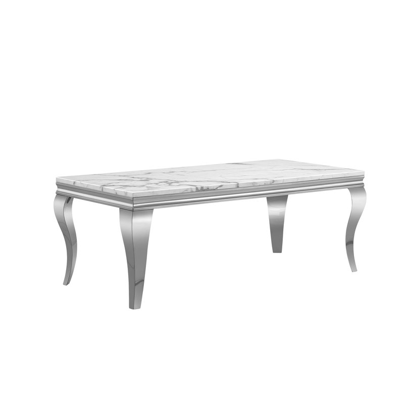 Table basse Burdell Ct323gm, Argent argent, Blanc / Blanc