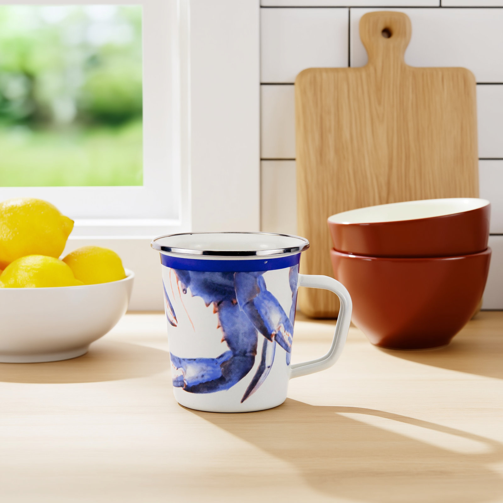 Golden Rabbit Blue Crab Enamel Mugs