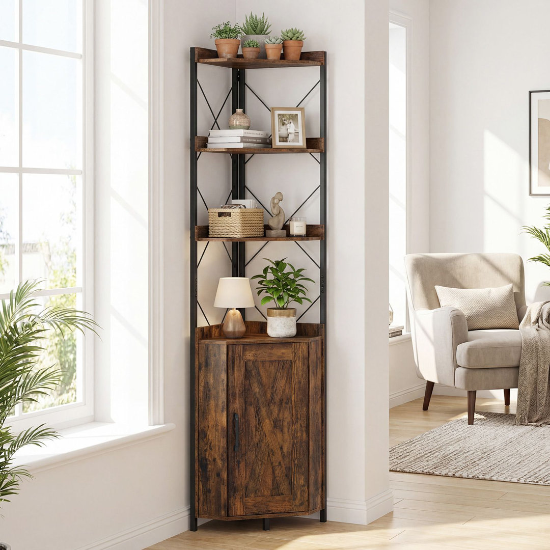 180cm H x 38cm W Metal Corner Bookcase