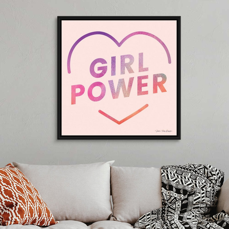 Art textuel sur toile, "Girl Power III" par Seven, H 38 po x l 38 po x P 1,75 po, Toile avec cadre noir