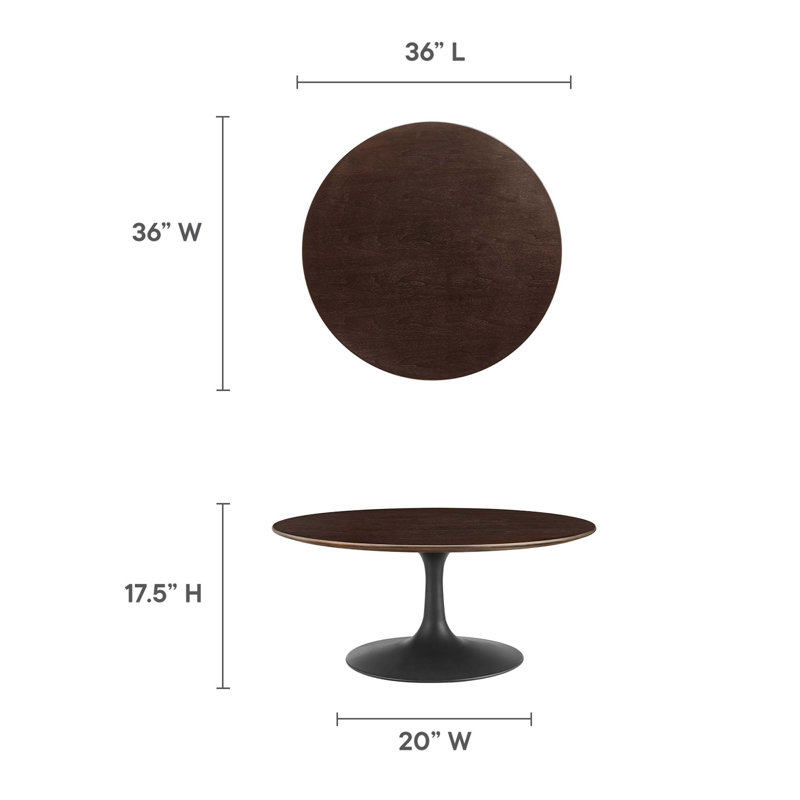 Table basse ronde Lippa, Noir, Cerisier